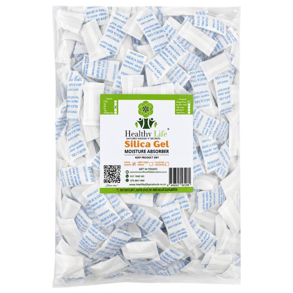 Healthy Life Desiccant Silica Gel - Food Grade - 2g Sachets - 1000 Pack