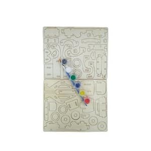 Wooden 3D Buildable Race Car- Paint Set