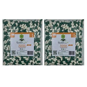 Healthy Life- Green and White Empty GELATIN Capsules Size 0- 2 1000 Packs
