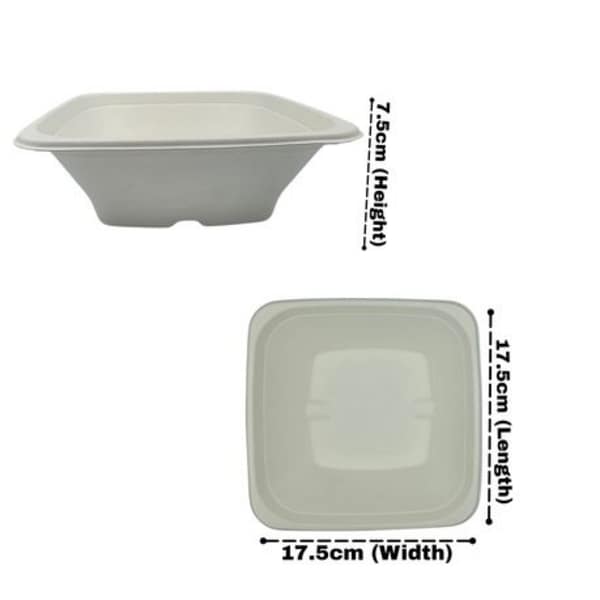 Sugarcane Square Bio Bowl 950ml - 50 Pack - Image 2