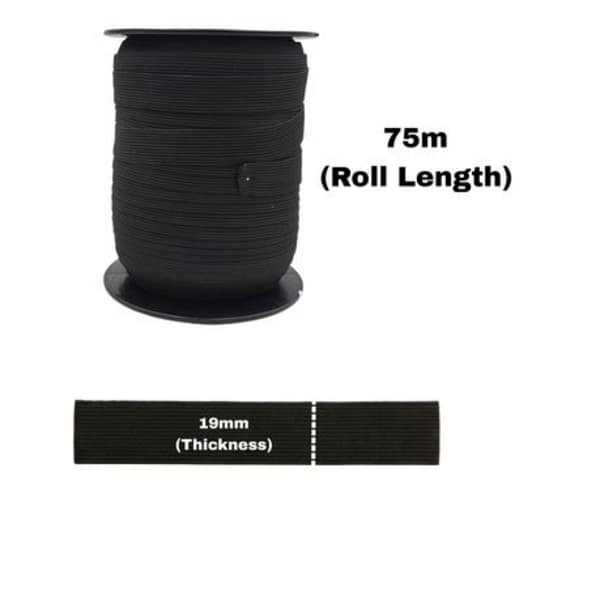 Black Elastic Roll 19mm x 75m - Durable and Flexible - Image 3